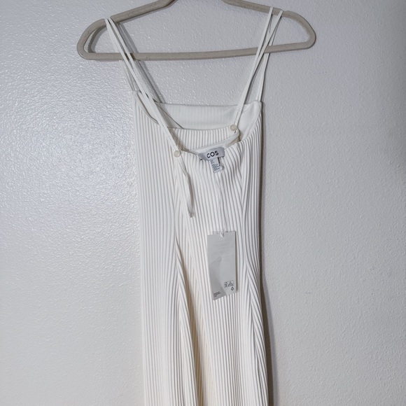 COS PLISSÉ MIDI WHITE SLIP DRESS New with tags size S - Picture 7 of 9